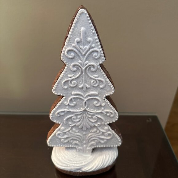 NEW Frosted Lace Gingerbread 9” Christmas Tree w/glittery sparkle - Picture 1 of 3